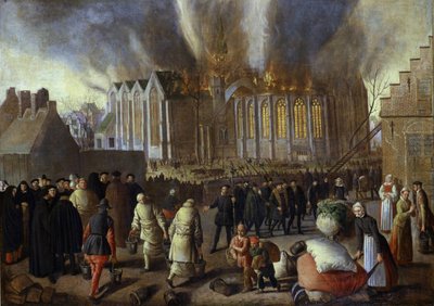 Nieuwkerk at Dordrecht on Fire in 1568 by Jan Doudijn